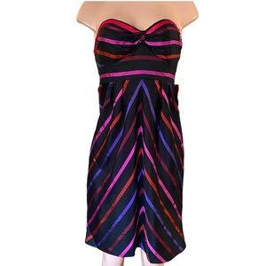 Guess Jeans Silk Satin Ribbon Striped Mini Dress Size 7 NWT